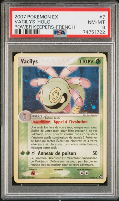 Carte Pokémon Vacilys Holo 7/108 PSA 8 EX Gardiens du Pouvoir - FR 🔥
