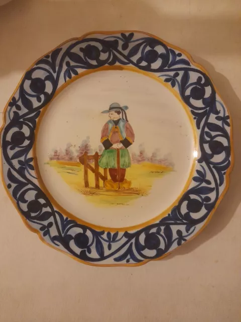 Ancienne Assiette faience HB Quimper  Années 1930 Bretagne Breton