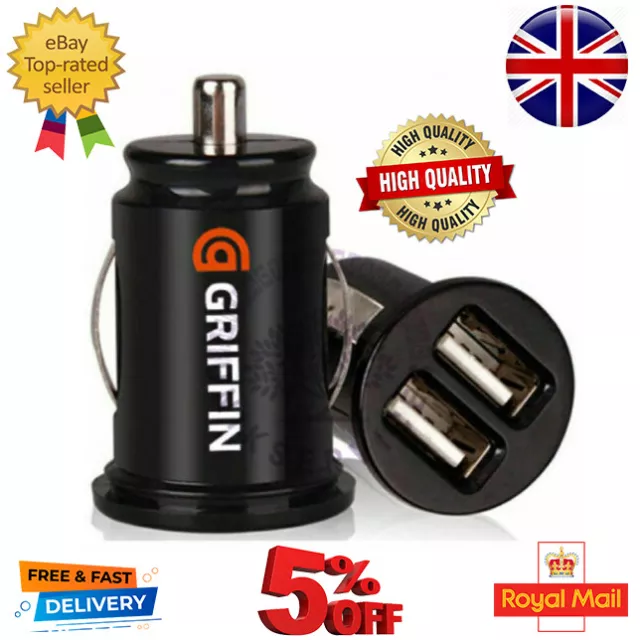 2X GRIFFIN USB In Car DUAL Charger Cigarette Lighter Adapter All Phones UK