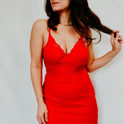 Haute Monde Womens Large Red Hot Underwire Bra Top Dress NWT
