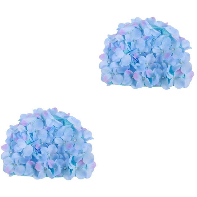 2 PCS Petal Bathing Hat Short Hair Swim Cap Flower Swimming Aldult