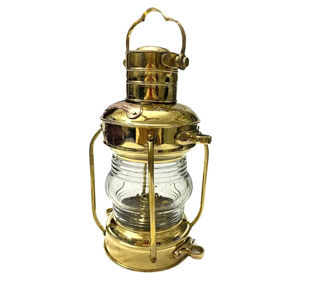 Lampe à Pétrole Lanterne Maritime Ancre Laiton - Design Bateau - 14 Pouces - Main Artisanale