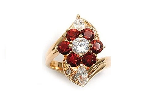 Bracelet Dolly-Bijoux - Rubis Et Cz Diamant Micro-sertis - Plaqué Or 18K - 16+2 Cm