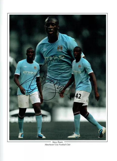 Yaya TOURE Signed Autograph 16x12 Manchester City Montage Photo AFTAL COA