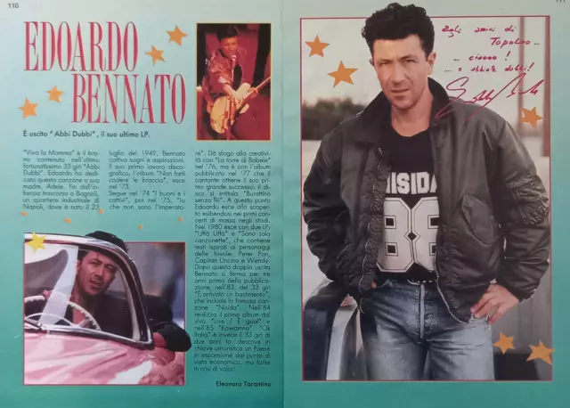 Italian Clipping Ritaglio 1989 EDOARDO BENNATO Abbi Dubbi 2 PAGINE