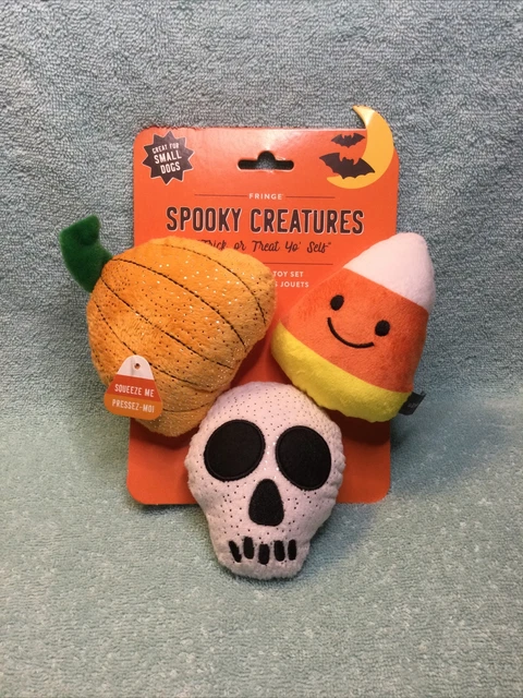 3.5” Halloween CANDY CORN, PUMPKIN, SKELETON Dog Toys Squishmallow Pet Plush
