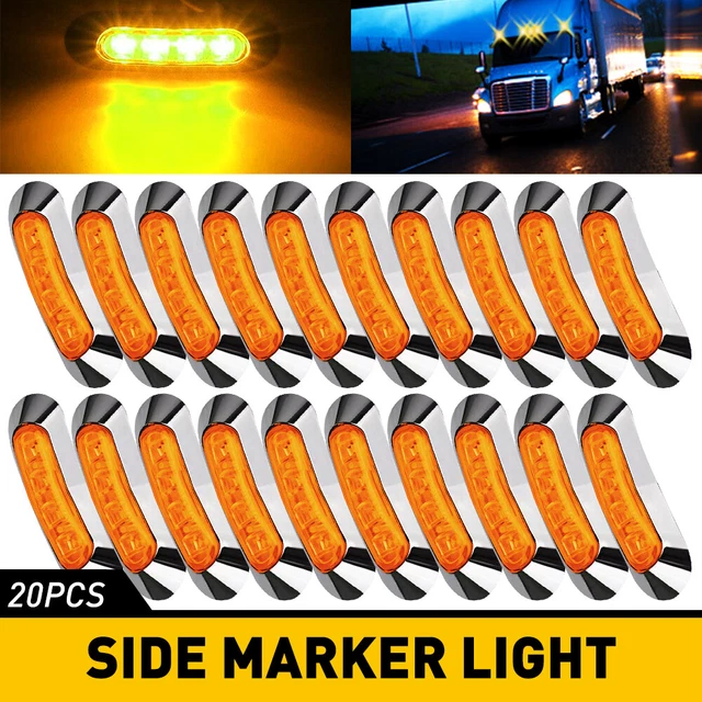 20x LED Truck Trailer Side Marker Clearance Light Tail Driving Signal Lamp Amber