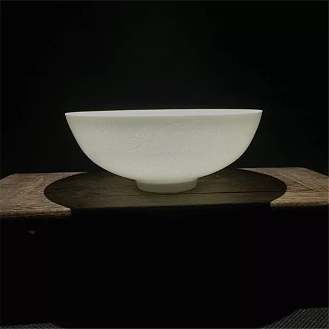 3.74”China Porcelain Ming Chenghua Sweet White Porcelain Dragon Pattern Tea Cups