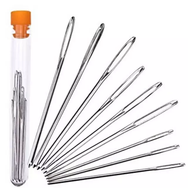 9x Large Big Eye Needle Blunt Needle Steel Yarn Knitting Needles Set JJ