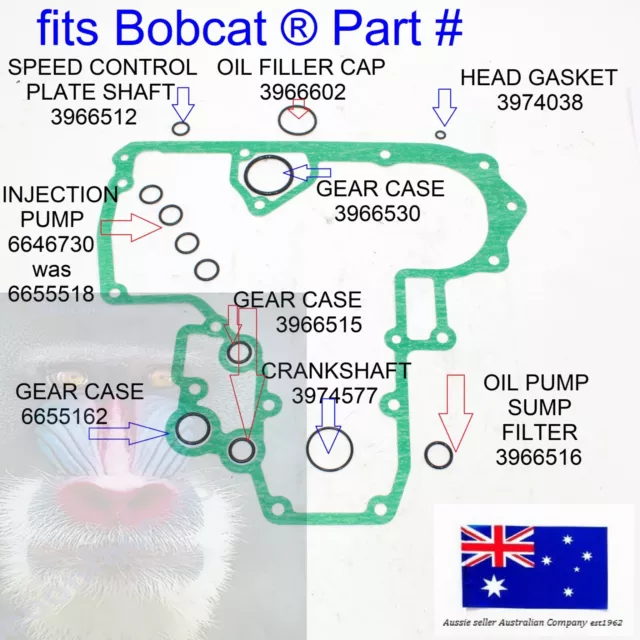 fits Bobcat Kubota Engine Motor O Ring Seal Kit V1702 V1703 V1902 V1903 V2203