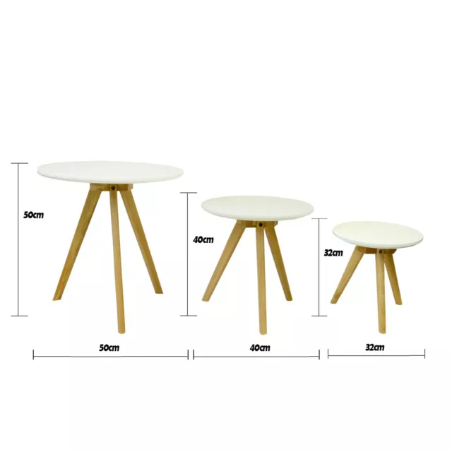 3 tolle Beistelltische Ess- Wohnzimmer Eiche Massivholz MDF weiss Set Taragona ! 3