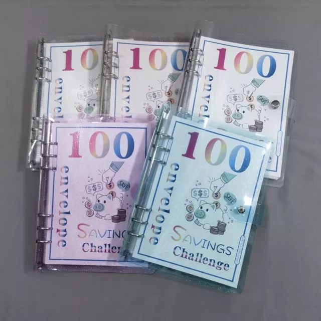 PU 100 Envelope Challenge Binder with Cash Savings Challenges Book  Children