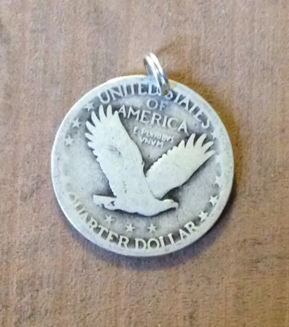Standing Liberty Quarter 90% SILVER Eagle Pendant Coin Jewelry-ANTIQUE Vintage