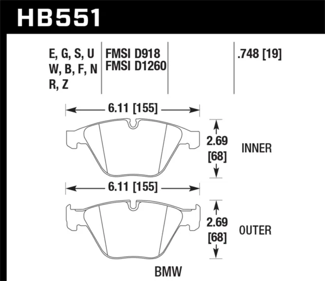 Hawk Performance HB551F.748 Disc Brake Pad