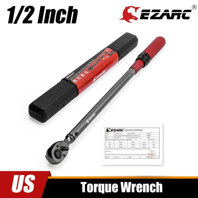EZRAC 1/2" Torque Wrench Socket Professional Drive Click Type Ratcheting 25-250
