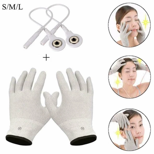 Guantes de masaje electrochoque guantes de fibra conductora de electricidad choque O4G6