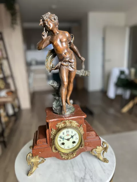 Antique French Mantel Clock - Badinage By Moreau