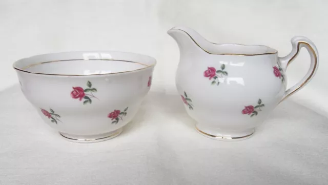 Ciotola di zucchero e brocca latte vintage Colclough Bone China Little Roses