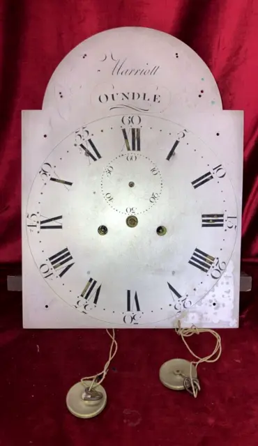 Nice Antique English 8 Day Silvered Brass Grandfather Clock Movement