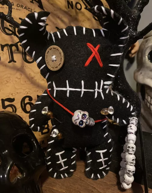 L.C. Voodoo Doll & Skull Bracelet & Pins 7 In Haunted Horror Poppet Witchcraft