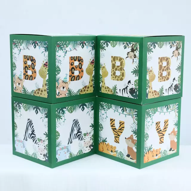 4Pcs Safari Jungle Animals Ballons Box pour Baby Shower Supplies Accessoires