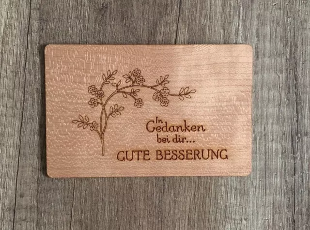 GrußKarte  Holz Geschenk Karte Gedanken Gute Besserung zur Genesung Gesundheit