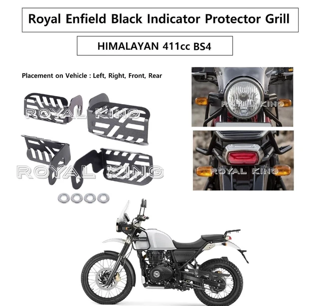 Grille De Protection Phare Avant Moto Pour Royal Enfield Himalayan Scram 411 (2022-2023) – Film Anti-Chocs Noir/Argent