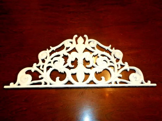 White Cast Iron Ornate Scroll Wall Decorative Topper 23.5" Long