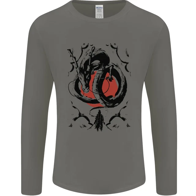 T-shirt da uomo Samurai Warrior Dragon & Sun Fantasy MMA a maniche lunghe 4