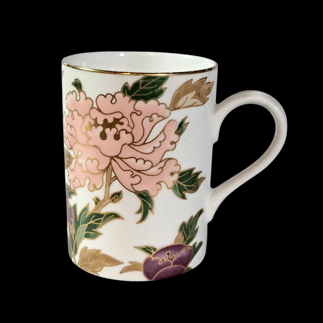 CLOISONNE PEONY WHITE by FITZ & FLOYD Cup & Saucer $42.60 