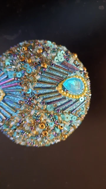 Beaded Round Trinket Box Cracker Barrel