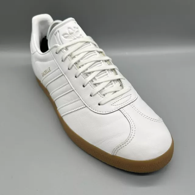 Adidas Originals Gazelle BD7479 Leather Trainers White Gum Mens Uk 10 Casuals