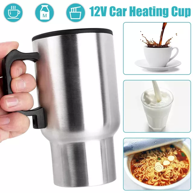 Car Heating Cup 500ml Car Heated Mug 12V 304 Stainless Steel Auto Truck JE