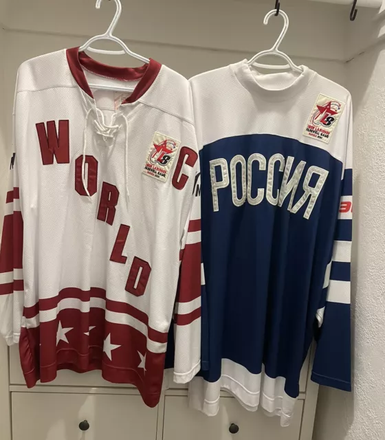 STEVE YZERMAN 2004 Igor Larionov Farewell Game Team World & Team Russia Jerseys