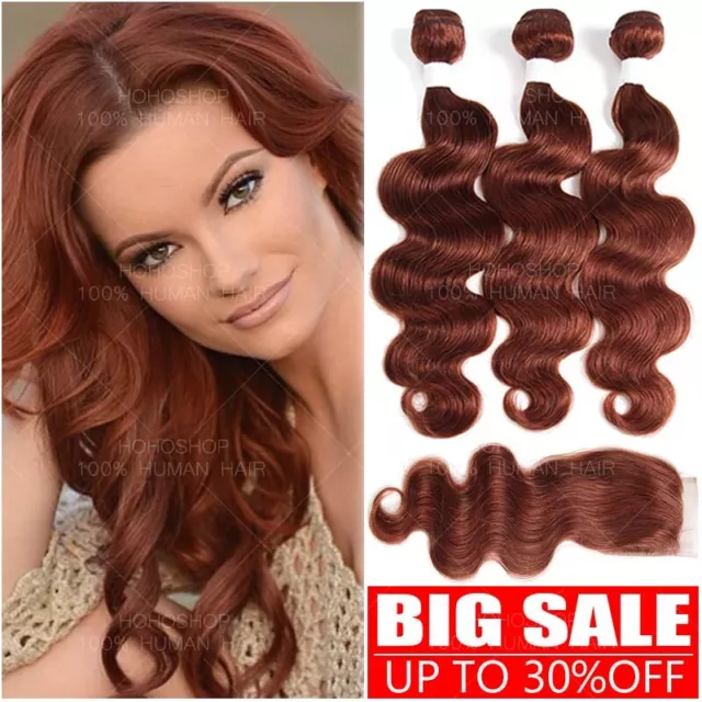 Weft 100% Virgin Echthaar Human Hair Extensions Nähen 100G Tressen Gewellt Braun