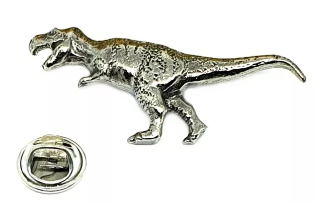 Hand Cast Fine English Pewter Pin Badge Dinosaur Tyrannosaurus T.Rex  (≈25mm)