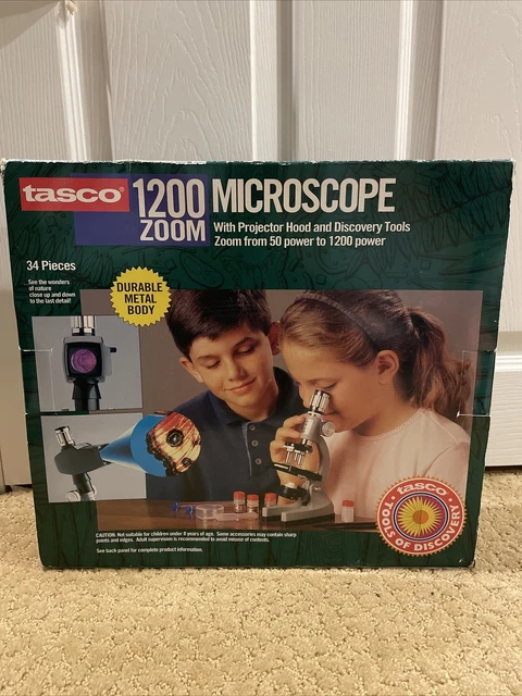 Tasco 1200 Zoom Microscope Kit 50X-1200X Zoom 34 pieces New
