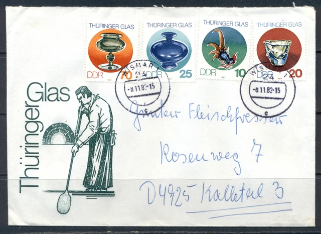 GDR 1983 Mich No. 2835-38 Thuringian glass sentence letter first day local stamp