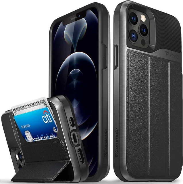 vCommute Wallet Case Flip Leather Cover-iPhone 12/12 Pro(6.1"-inch)- Space Gray
