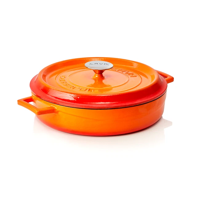 Cocette Topf Bräter Gusseisen orange  29x6,5 cm  mit angegossenen Griffen neu