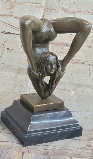 SIGNÉE BRONZE MÉTAL Érotique Nu Contortionist Actrobat Sexuelle Statue ...