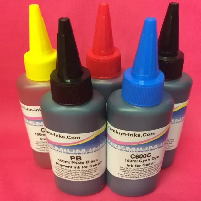 5 Botellas De Recarga De Tinta Pigmento/Tinte Para Canon Pixma Mg7750 Mg7751 Mg7752 Mg7753 Ciss