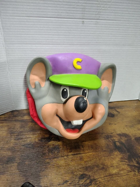 VINTAGE CHUCK E Cheese 3D Rubber Head Small Kids Backpack $131.81