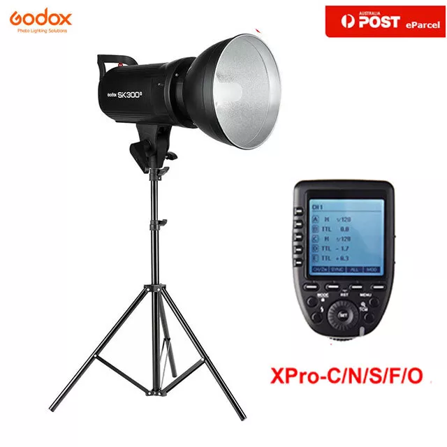 Godox SK300II 300W Studio Flash Strobe + Xpro-C/N/S/F/O Trigger + Light Stand