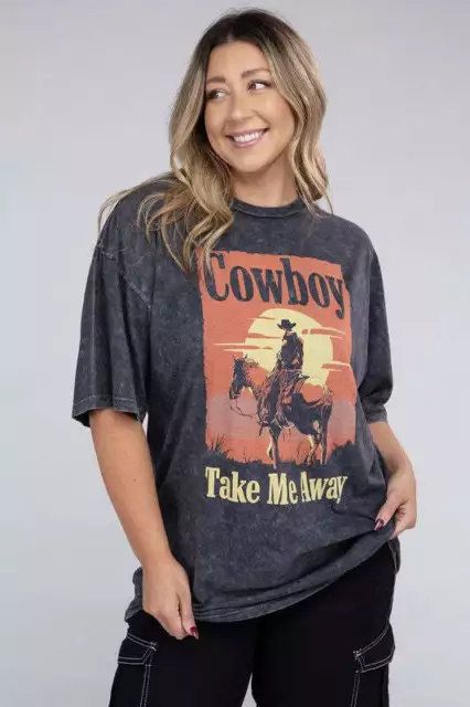 Women's Plus  Size Western Cowboy Take Me Away Graphic Top T-shirt Tee