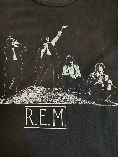 RARE Vintage 1985 R.E.M. Reconstruction Tour men's tshirt  LARGE Black