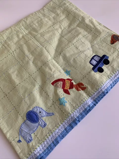 Pottery Barn Kids Valance Curtain Green Nursery Puppy Cars Boys 44” X 18”