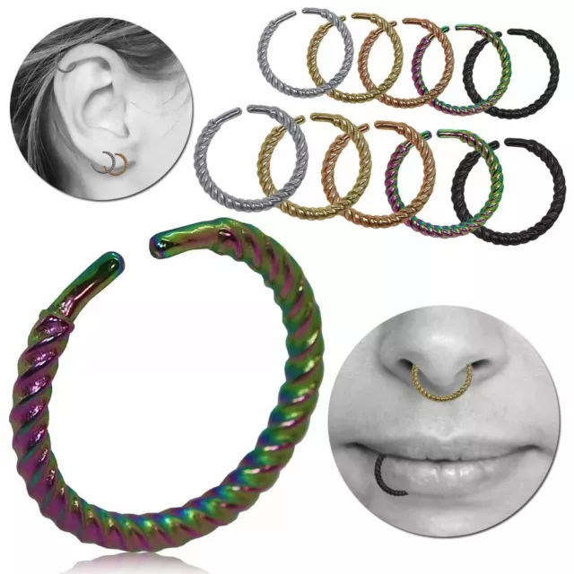 Falso Piercing Fake Septum Fakeplug Naso Labbra Orecchino Universale Acciaio Set