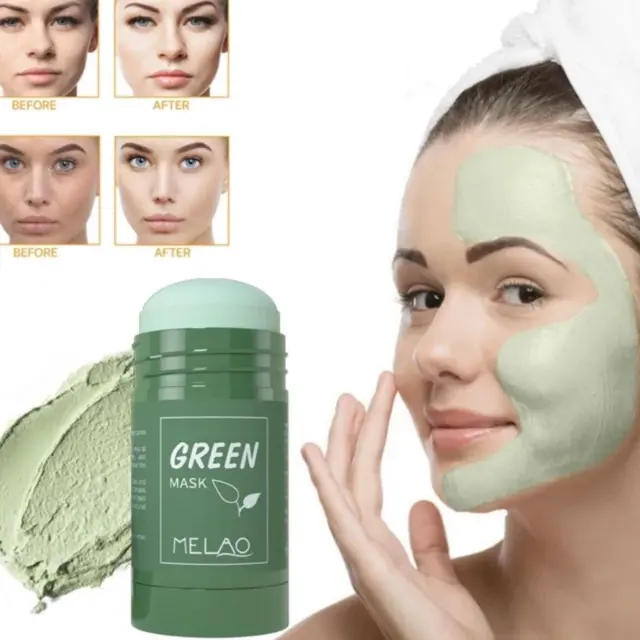 Green Tea Purifying Clay Stick Face Pack Anti-Acne Clean Eggplant Deep Au F4I8