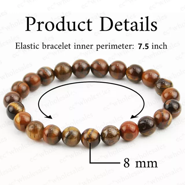 Handmade 8mm Mixed Natural Gemstone Round Beads Stretchy Bracelet Reiki Chakra 2